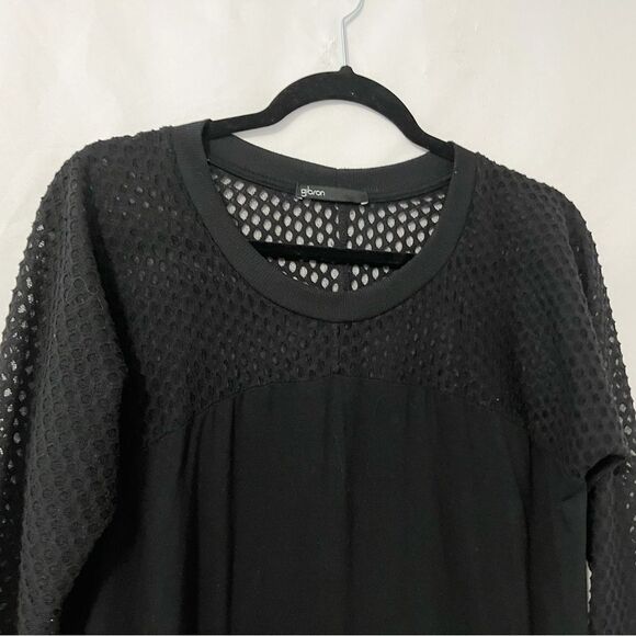 Gibson Mesh Lightweight Long Sleeve Black Sweater Size M - Picture 5 of 9